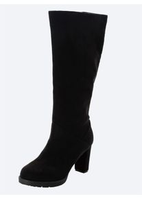 sheego Dames Laars met wijde schacht in wildleerlook, met beklede hak in zwart ,maat 43, Witt, 100% Microvezel