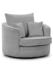 S-Style Möbel Drehsessel Ted aus Grau Boucle-Stoff , Textil , Echtholz,Buche, Birke , Füllung: Polyetherschaumkern,Silikon,Polyetherschaumkern , Rundform , 107x94x100 cm , Blauer Engel, FSC Mix, Oeko-Tex®, Hergestellt in Europa , Wohnzimmer, Sessel, Polstersessel