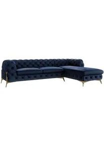 S-Style Möbel Ecksofa Chesterfield Lexi Marineblau Samt, Ottomane rechts , Dunkelblau , Textil , Echtholz,Buche, Birke , Füllung: Polyetherschaumkern,Polyetherschaumkern , Eckteil, L-Form, Ottomane rechts,L-Form , 305x200 cm , Blauer Engel, FSC Mix, Oeko-Tex®, Hergestellt in Europa , Wohnzimmer, Sofas & Couches, Wohnlandschaften, Ecksofas