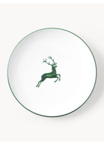 Gmundner Keramik Prato de jantar pintado à mão Grüner Hirsch Branco Cerâmica Ø 25 cm