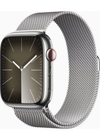 Apple Watch Series 9 Rostfritt stål 45 mm (2023) | GPS + Cellular | silver | Milanesisk armband silver
