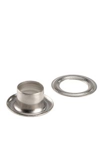 100 Unità - Occhielli per teloni, autoperforanti, acciaio Occhielli tondi #1-J ( 6,1 mm) | nichelato, argento