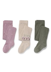 Tchibo - 3 Kinder-Strumpfhosen - Unisex - Gr. 86/92 - dunkellila/jacquard