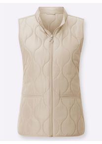 Dames Bodywarmer met golfvormige stiksels in zand ,maat 38, WITT, 100% Polyester