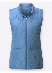 Damen Steppweste wellenf&ouml;rmige Steppung in mittelblau ,Gr&ouml;&szlig;e 36, WITT, 100% Polyester