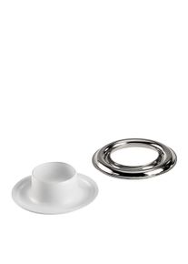 100 Unidades - Ojales para lona inoxidables, autoperforantes, lat&oacute;n Ojales redondos #2 ( 9,2 mm) | blanco|plata