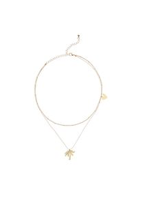 Lascana , Kette mit Anhänger mit Palmen Anhängern, mehrreihiges Kettenset, Halskette, Halsschmuck , goldfarben