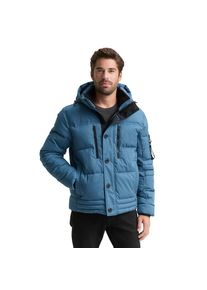 Tom Tailor, Herren, Steppjacke mit Kapuze mit Kapuze, real teal blue, 3XL, real teal blue, Steppjacke von Tom Tailor