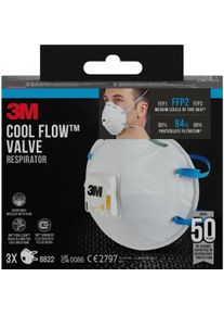3M, Atemschutzmaske, Komfort-Feinstaubmaske 8822 (FFP2, 3 x)