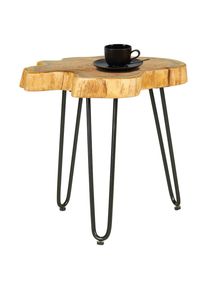 Landscape Beistelltisch , Schwarz, Akaziefarben , Holz, Metall , Akazie , vollmassiv , Holz , Freiform , Haarnadel , 40x45x40 cm , Wohnzimmer, Wohnzimmertische, Beistelltische, Beistelltische Metall