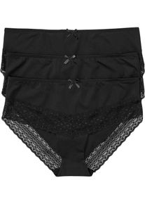 bonprix Figi panty z mikrofibry (3 pary), czarny, 36/38