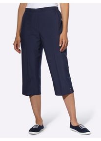 Dames Capribroek verfraaid met oogjes en bandjes in marine ,maat 38, WITT, 100% Polyester