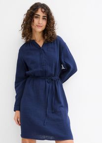bonprix Mujer, Vestido premamá de algodón puro con función de lactancia, azul, 44