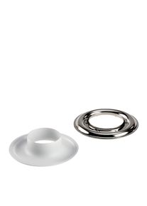 100 Unidades - Ojales para lona inoxidables, autoperforantes, lat&oacute;n Ojales redondos #3 ( 11,3 mm) | blanco|plata
