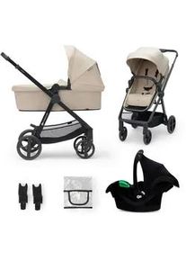 Kinderkraft Kinderwagenset , Beige , Metall , 6-teilig , 54x100x94 cm , höhenverstellbare Kopfstütze, Sonnendach, 3-Punkt-Gurt , Baby on Tour, Kinderwagen, Kombikinderwagen