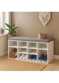 VASAGLE Cipőszekrény paddal és párnával 104×30×48 cm 10 rekesz fehér