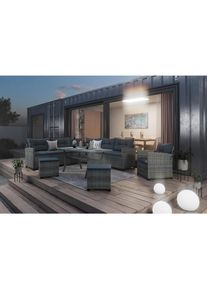 Ambia Garden Dining-Loungeset, Grau, Metall, Kunststoff, 7-teilig, F&uuml;llung: Polyester,Polyester, einzeln stellbar, zylindrisch, 194x193 cm, Bsci, Gartenm&ouml;bel, Gartengarnituren, Gartenm&ouml;bel-Sets