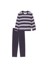 Schiesser, Damen, Schlafanzug &raquo;Casual Essentials&laquo; Rundhalsausschnitt, w&auml;rmende Frottee-Qualit&auml;t, lang&auml;rmelig, indigo, 44, indigo, Damen-Pyjama von 
