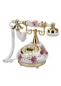 Corded Telephone Retro Landline Phone for Home/Office/Hotel, China Ceramic Antique Telephones Old Fashion Decor Desktop Phone