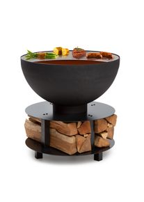 Blumfeldt Savage 2.0, kerek tűzrakóhely grillel, Ø 60 cm, stabil talpazat, hely fa részére