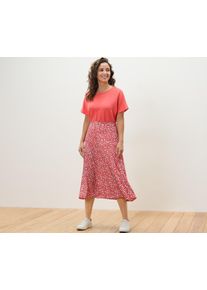 Tchibo - Női sz&ouml;v&ouml;tt midiszoknya - nő - m&eacute;ret 48 - feh&eacute;r/vir&aacute;gos