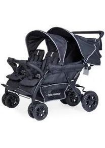 Childhome Geschwisterwagen , Schwarz , Kunststoff , 130x85x108 cm , Feststellbremse, kugelgelagerte Räder, Verdeckung abnehmbar, 5-Punkte-Gurt, Griff in Lederoptik, Reflektorstreifen, abnehmbarer Schutzbügel , Baby on Tour, Kinderwagen, Geschwisterwagen & Zwillingskinderwagen