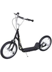 HOMCOM Kinderroller mit Luftreifen Scooter Roller Kinder Roller Kickboard 16'' Schwarz , Metall , 58x100x143 cm , unisex , Outdoor Spielzeug, Kinderfahrzeuge