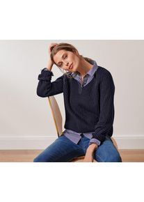 Tchibo - Hemdbluse - Damen - Gr. 48 - wei&szlig;/gestreift