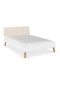 Rauch Bett &raquo;Mavi-Extra&laquo; mit Polsterkopfteil - 147x216x90cm - wei&szlig; - Holz / Holz / Eichenholz