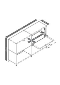 Tchibo - Metall-Sideboard &raquo;Cn3&laquo; mit 2 versetzbaren Klappenf&auml;chern - 152x40x82,5cm - chrom - Stahl / Aluminium / Kunststoff
