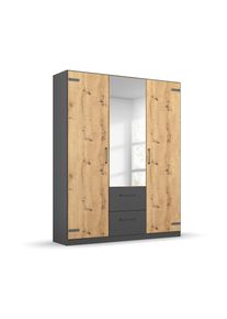 Rauch Dreht&uuml;renschrank &raquo;Butte&laquo; - 136x57x197cm - grau - Holz