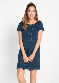 Robe &agrave; col Bardot en jersey 100% coton - bleu - taille 34/36 (XS) - 100% coton - bonprix