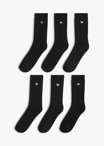Lot de 6 paires de chaussettes chaudes avec broderie - noir - taille 39-42 avec coton - bonprix
