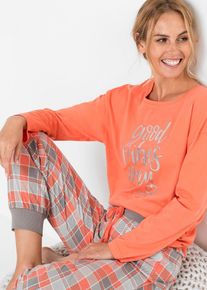 Pyjama avec T-shirt oversize - orange - taille 58/60 (3XL) avec coton - bonprix