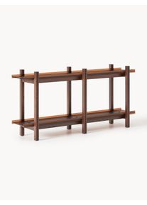 Regał z drewna dębowego ze szklanymi półkami Alex Brązowy Lite drewno, Drewno S 160 x W 76 cm | Westwing Collection