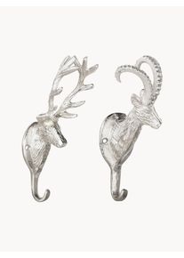 Boltze Wall Hooks Jupiter, Set of 2 Silver Metal H 18 cm