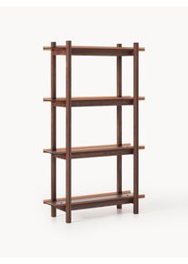 Regał z drewna dębowego ze szklanymi półkami Alex Brązowy Lite drewno, Drewno S 107 x W 180 cm | Westwing Collection