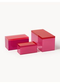Úložné škatule Yuki, 3 ks Červená, Ružová Akrylové sklo Rôzne veľkosti | Westwing Collection