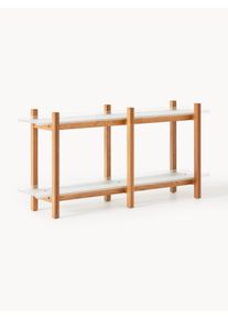 Regał z drewna dębowego ze szklanymi półkami Alex Beżowy Lite drewno, Drewno S 160 x W 76 cm | Westwing Collection