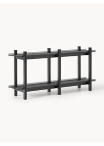 Regał z drewna dębowego ze szklanymi półkami Alex Czarny Lite drewno, Drewno S 160 x W 76 cm | Westwing Collection