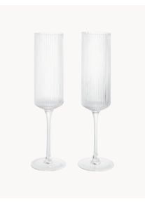 ferm LIVING Copos de champanhe de vidro artesanal Ripple, conjunto de 2 Transparente Vidro Ø 6 x Alt 23 cm, 150 ml