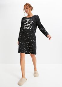 Langermet nattkjole, svart, størrelse 52/54 (XXL), bonprix