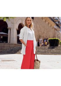 Tchibo - Wzorzyste spodnie palazzo - dla pań -rozmiar M 40/42 - kolor: biały/czerwony/z nadrukiem