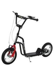 HOMCOM Kinderroller Lenker Verstellbar Tretroller mit Luftreifen 12 Zoll Schwarz , Metall , 58x80x120 cm , Outdoor Spielzeug, Kinderfahrzeuge