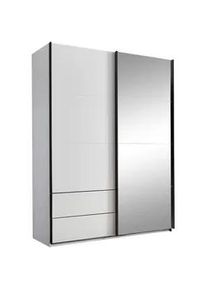 Xora Schwebetürenschrank , Schwarz, Weiß , Metall , 4 Fächer , 2 Schubladen , 170x225.5x60 cm , Schrankfront mit Spiegel , Schlafzimmer, Komplette Schlafzimmer und Serien, Schlafzimmerserien