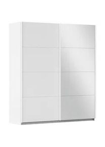 Rauch Möbel Schwebetürenschrank , Weiß , Metall , 2 Fächer , 181x210x57 cm , Blauer Engel, Goldenes M, Made in Germany , Beimöbel erhältlich, Schrankfront mit Spiegel , Schlafzimmer, Komplette Schlafzimmer und Serien, Schlafzimmerserien