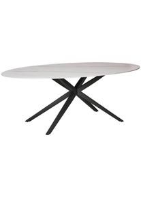 Livetastic Esstisch , Weiß , Metall, Keramik , oval , X-Form , 210x76x110 cm , Esszimmer, Esstische, Esstische Keramik