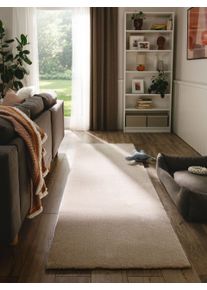 Tapis poil ras shaggy lavable Melvin Beige 70x200 cm - Tapis poil court design moderne pour salon