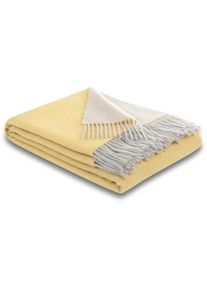 Biederlack, Plaid &raquo;Soft Impression im Doubleface-Look&laquo; Wolle-Kaschmir-Mix, yellow-creme, Kaschmir, Wolle, B/L: 150 cm x 200 cm, yellow-creme