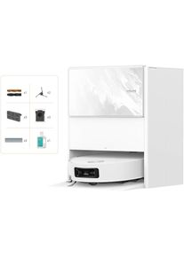 DREAME , Saugroboter »mit Wischfunktion Aqua10 Ultra Track Complete White« Warmwasser-Wischsystem, überwindet Hindernisse, 25.000 Pa Saugkraft , weiß